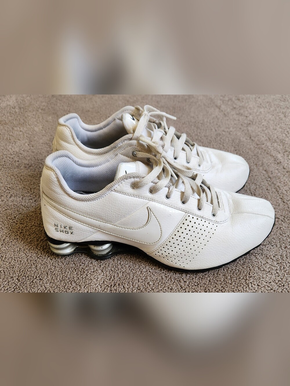 Nike White Leather Swoosh Sneakers
